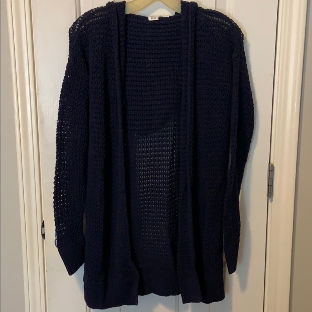 Blue hooded cardigan